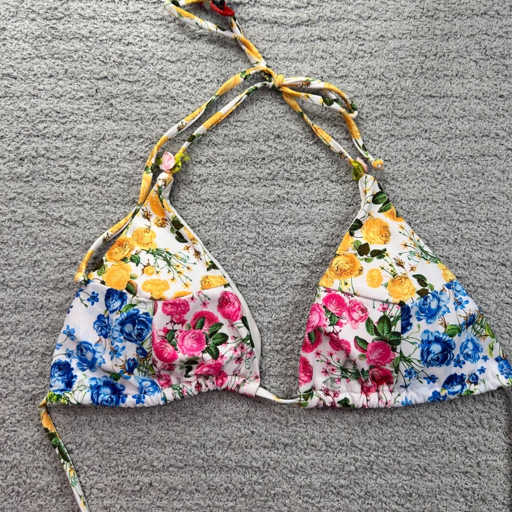 Altar'd State Bikini Top Floral Patchwork Multicolor M Cottagecore Coquette Boho